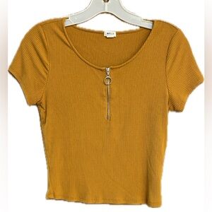 Garage Women’s M Pumpkin Ribbed Zip Crop Top